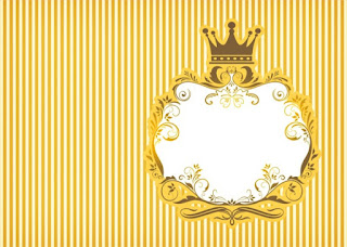 Golden Crown in Yellow and Blue, Free Printable Invitations, Labels or Cards.