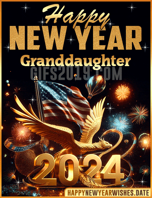 Happy New Year 2024 gif Wishes for Granddaughter