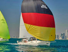 J/105 sailing under spinnaker off Chicago