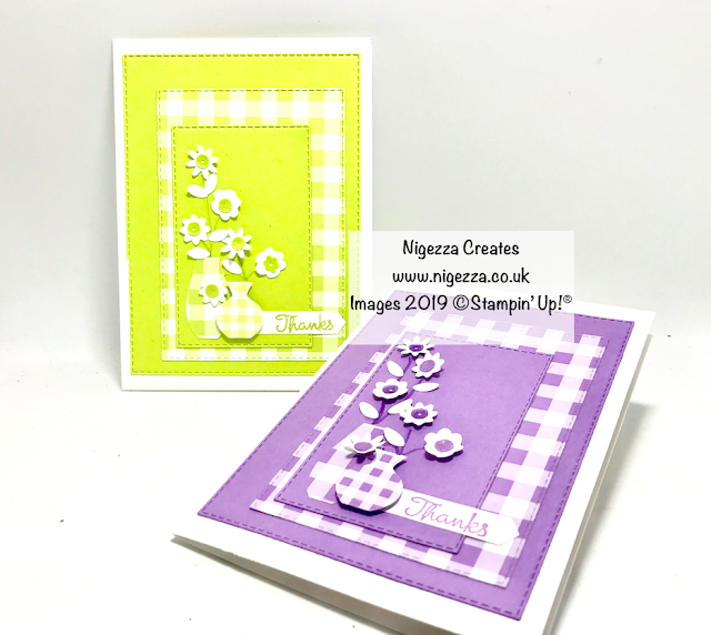 Gingham Gala, Vases Builder Punch, Bitty Blooms Punch, Stitched Rectangles, Stampin Up Nigezza Creates