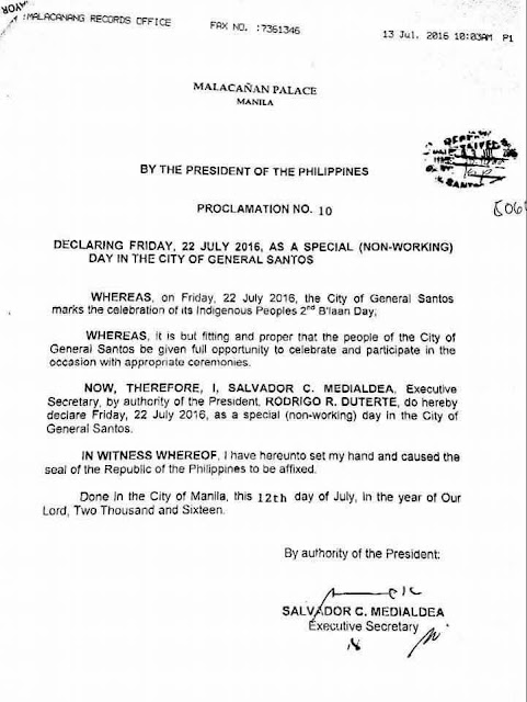July 22 is Blaan Day in Gensan, a special non-working holiday
