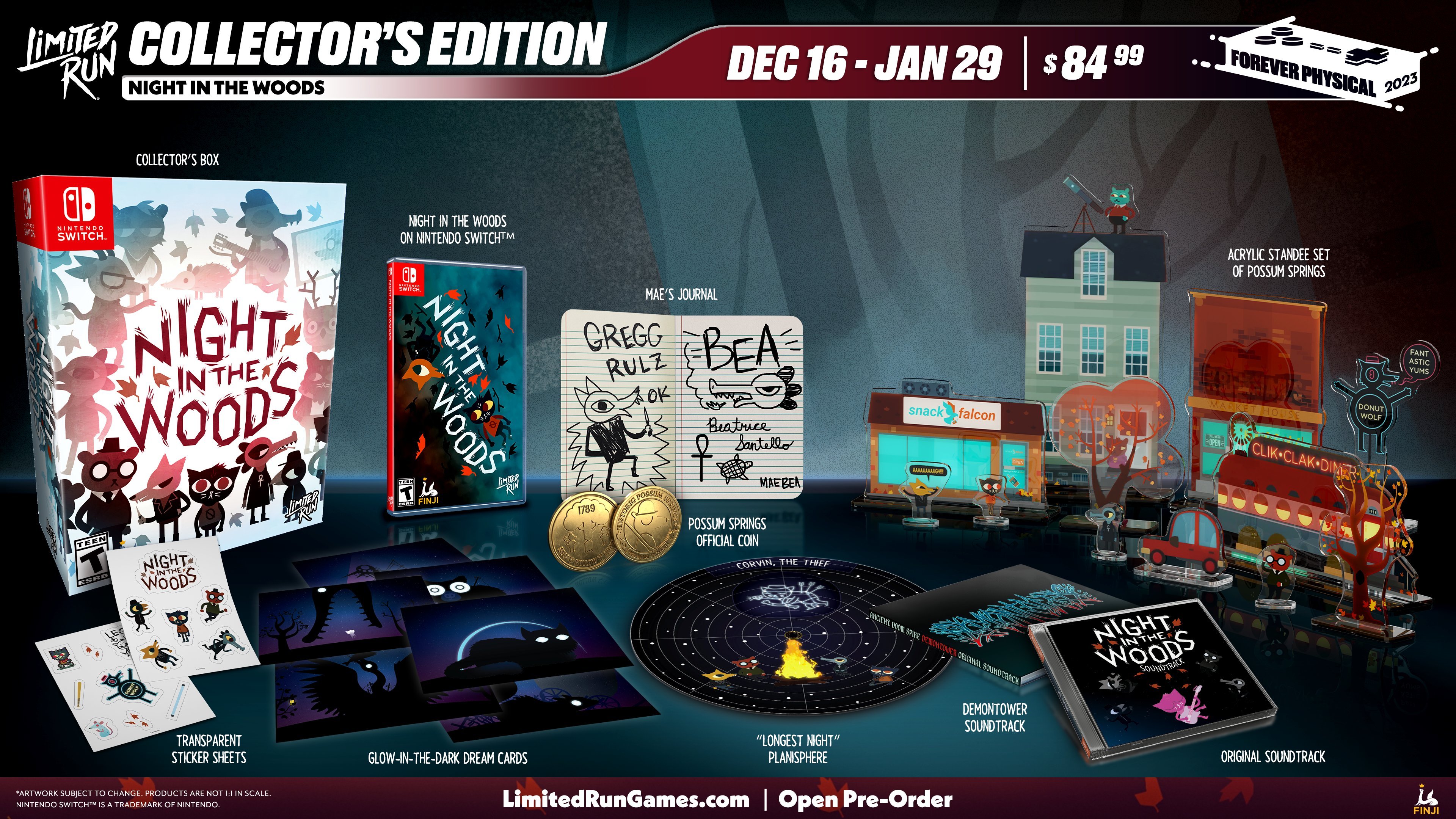 Night in the Woods physical edition for Nintendo Switch finally revealed PHYSICAL
