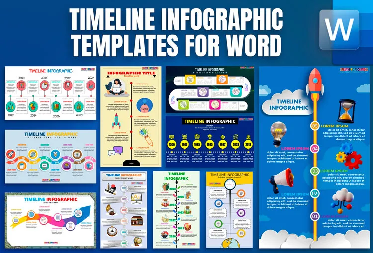 Timeline infographics templates in Word free download