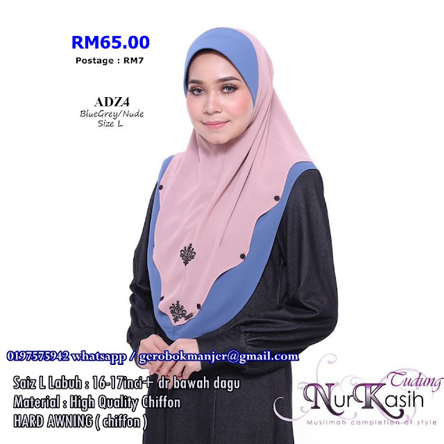 TUDUNG CHIFFON ADARA NURKASIH SAIZ L