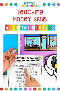 Looking for a new and exciting way to introduce the concept of money skills to your students? Use these engaging math crafts to introduce money skills to your kiddos this year with exciting activities they can use to learn about real world money use. #tarynsuniquelearning #teachingmoneyskillswithmathcrafts #mathcrafts #teachingmoneyskills