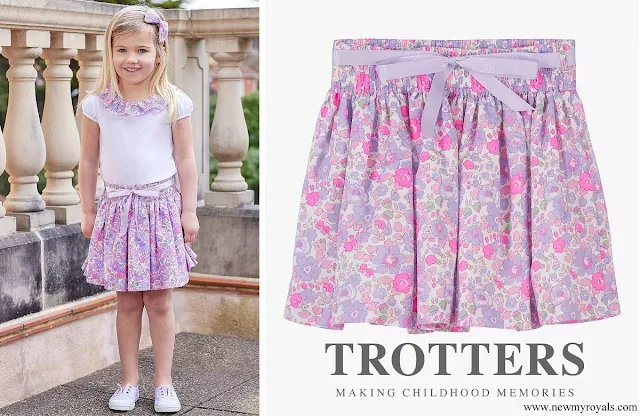 Princess Adrienne wore Trotters Kids Liberty Print Betsy Bow Ribbon Skirt in Lilac