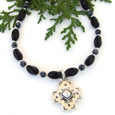 southwest cross necklace with gemstones