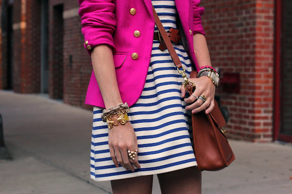 rain hunter pink stripes dress j.crew coach willis zara rainy day