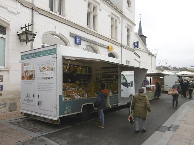 Bulk (packaging free) grocery truck at Loches market. Indre et Loire, France. Photo by Loire Valley Time Travel.