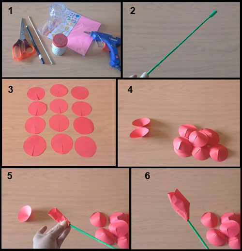 Cara Membuat Bunga  Mawar  dari  Kertas  Origami  Prakarya SD 