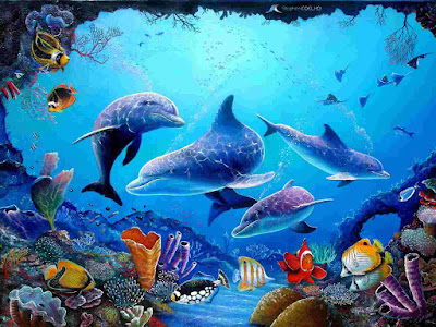 Beautifully animated dolphins with school of fish, where every minor piece has the tendency to move the viewer in inspiration.