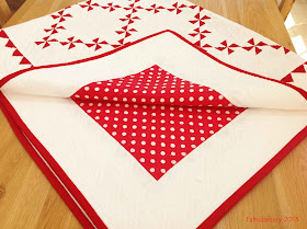Completed - Red and White Pinwheel Patchwork Quilt