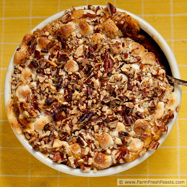 an image of small batch lightened up sweet potato casserole