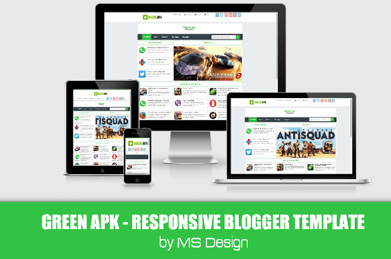 Green APK Pro Responsive Blogger Template - Responsive Blogger Template