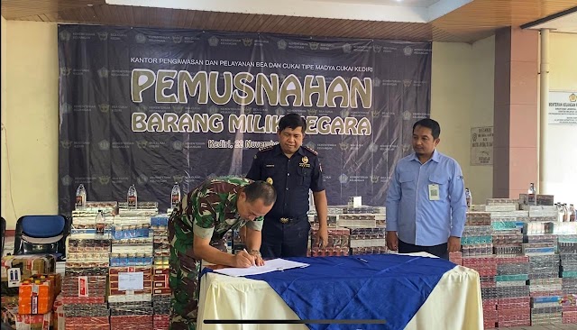 Sinergitas TNI Polri dan Pemerintah Daerah di Kediri Gempur Peredaran Rokok Ilegal