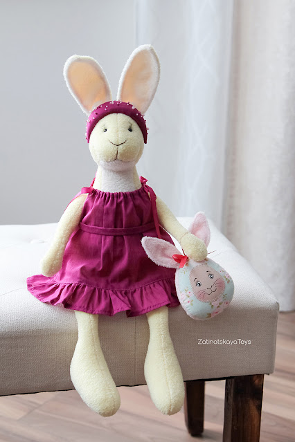 Bunny plush pattern for aesthetic Easter decor