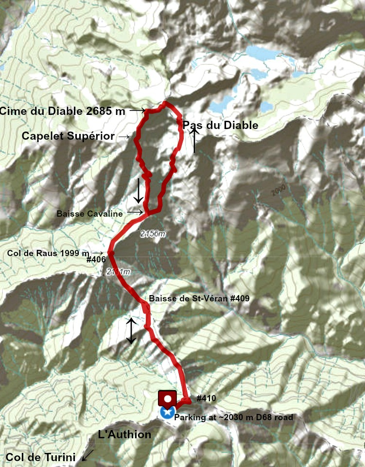 Cime du Diable hike track