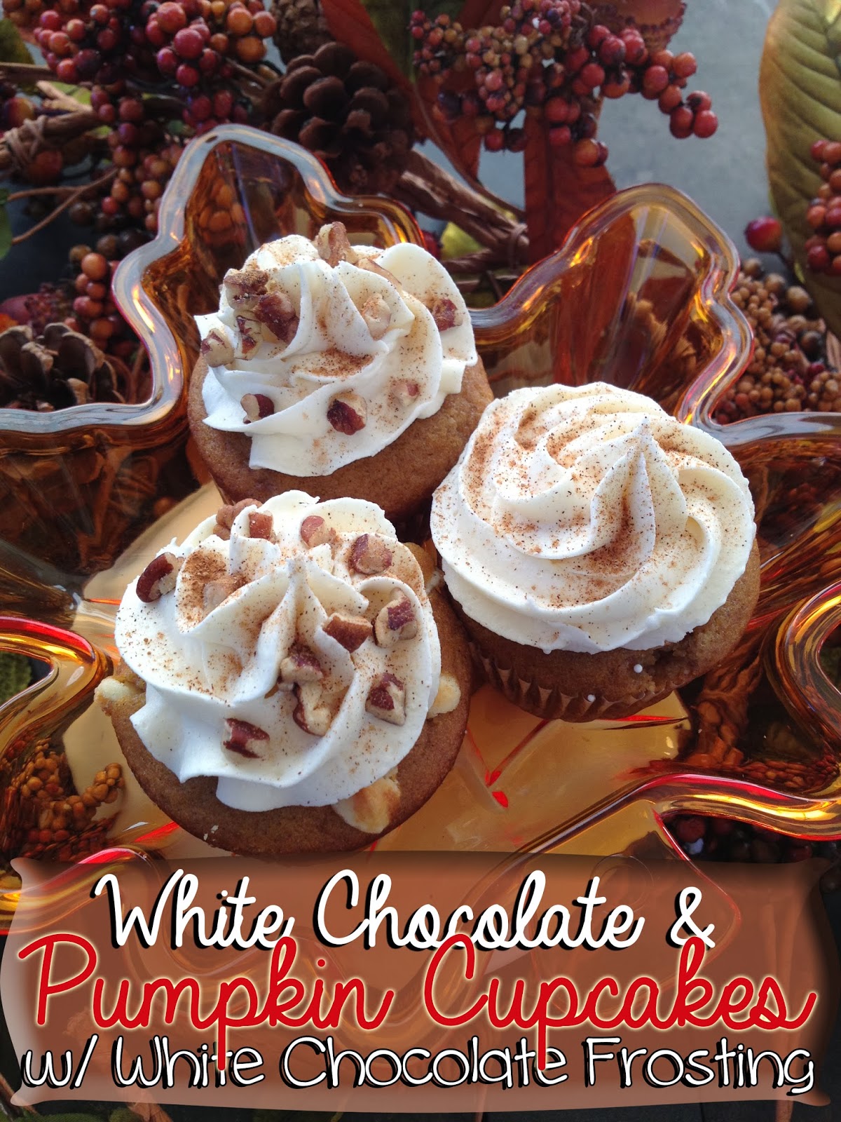 chocolate cupcakes with chocolate icing White Chocolate & Pumpkin Cupcakes with White Chocolate Frosting