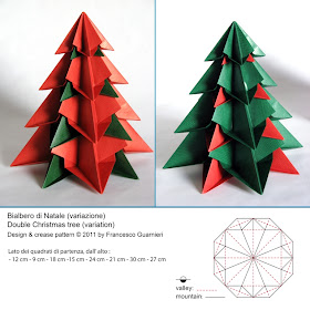 Origami Bialbero di Natale, variante - Double Christmas tree, variant