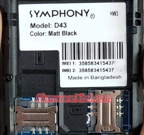 Symphony D43 HW3 Flash File MT6261