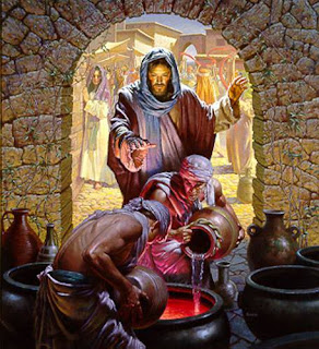 Jesus turns water into  wine - Artist unknown