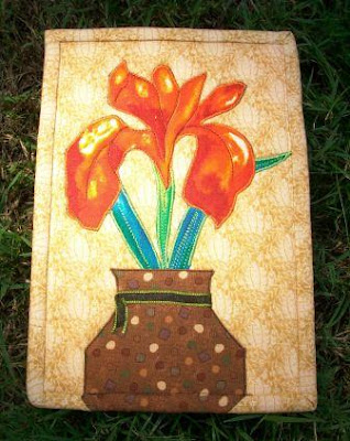 This Iris in a Vase is my 6th postcard It was made by fussy cutting the