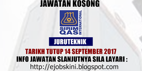 Jawatan Kosong SIRIM QAS International Sdn Bhd - 14 September 2017