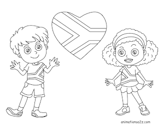 south africa coloring pages flag heart
