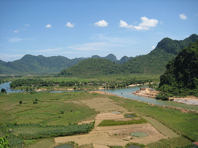 Rice paddies and lime mountains, Phong Nha-Ke Bang National park