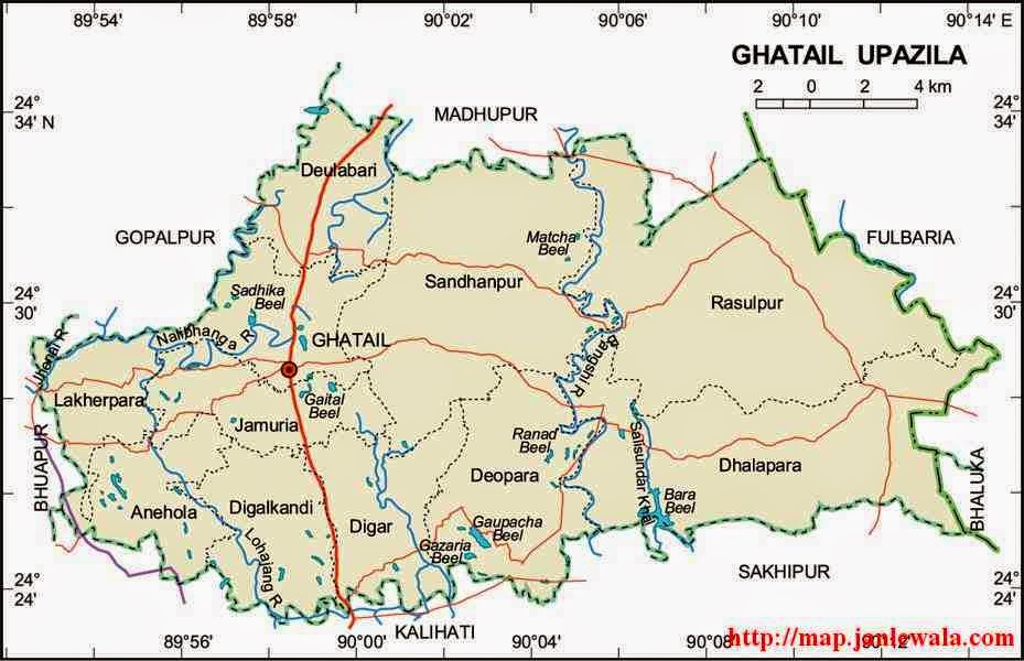 ghatail upazila map of bangladesh