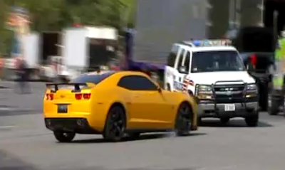 Bumblebee Chevy Camaro crash Transformers 3 in DC - watch 3 video