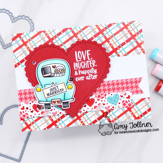 Destination Love Stamp and Die Set, Heart Frames Die Set, Frames and Flags Die Set, Love and Meows Paper Pad by Newton's Nook Designs #newtonsnookdesigns #newtonsnook #nnd #handmade