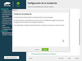 Resumen instalacion opensuse 15.2 Cosvernauta