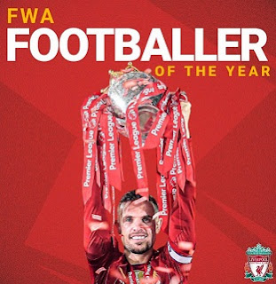 Liverpool Caption Jordan Henderson wins FWA Footballer of the Year award 2020.