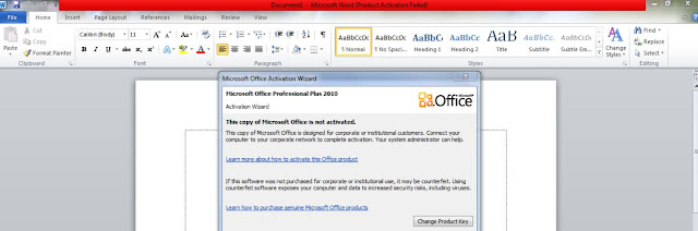 Office 2010 Belum Teraktivasi