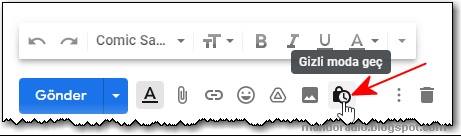 Gmail gizli moda geç