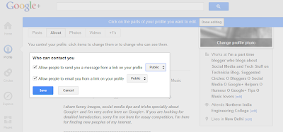 Allow people to email you from a link on your profile on Google+