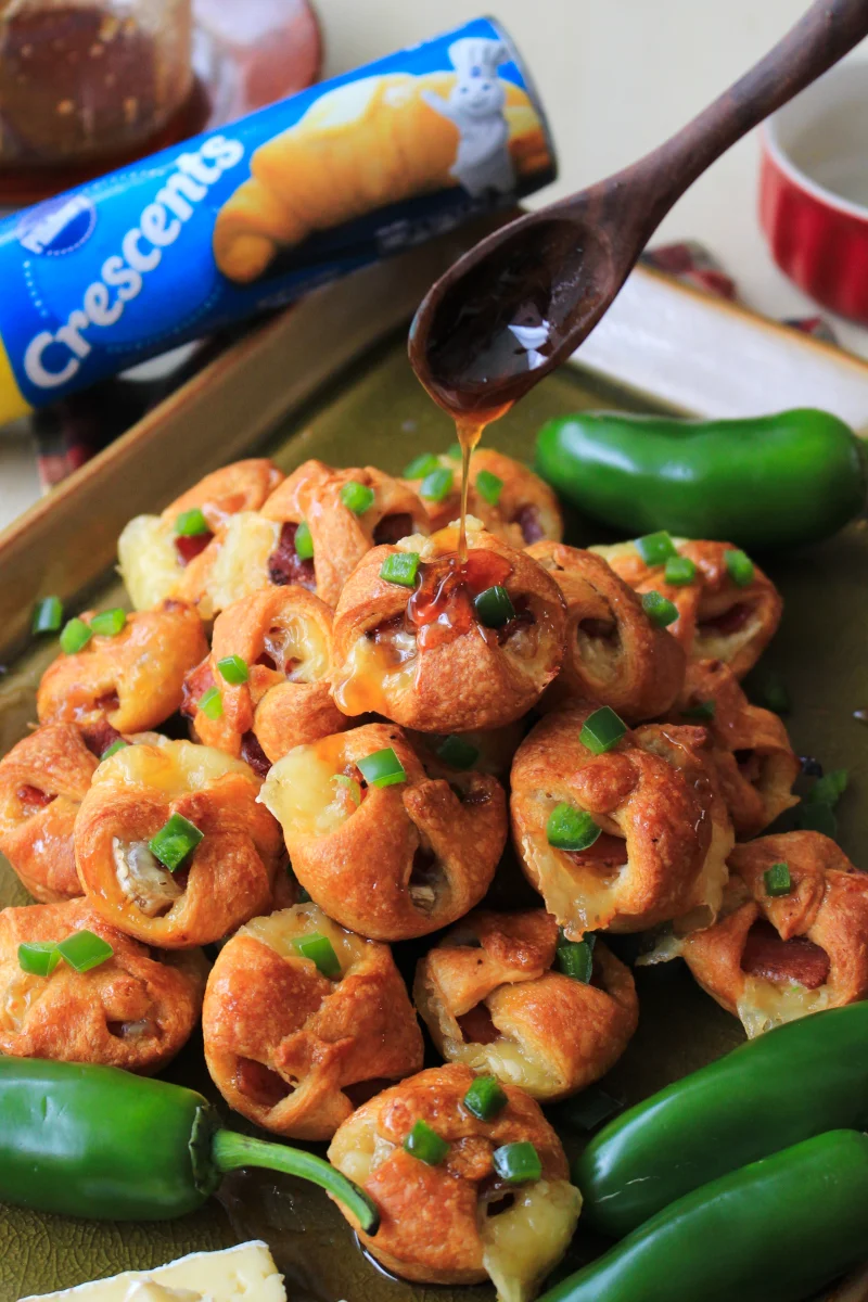 Brie, Bacon, and Apricot Jam Crescent Bites