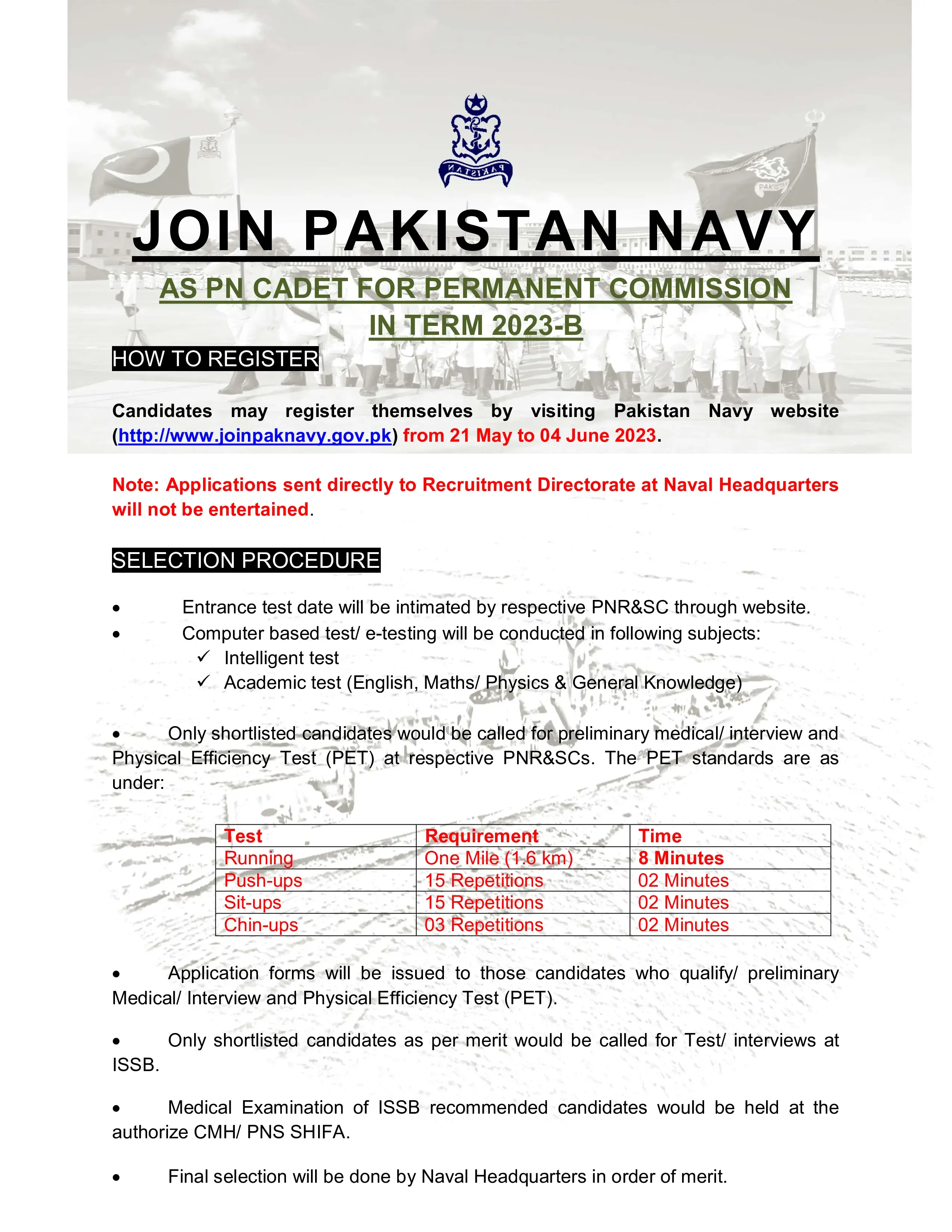 Join Pakistan Navy Jobs 2023| PN CADET 2023-B | PN CADET Online Registration