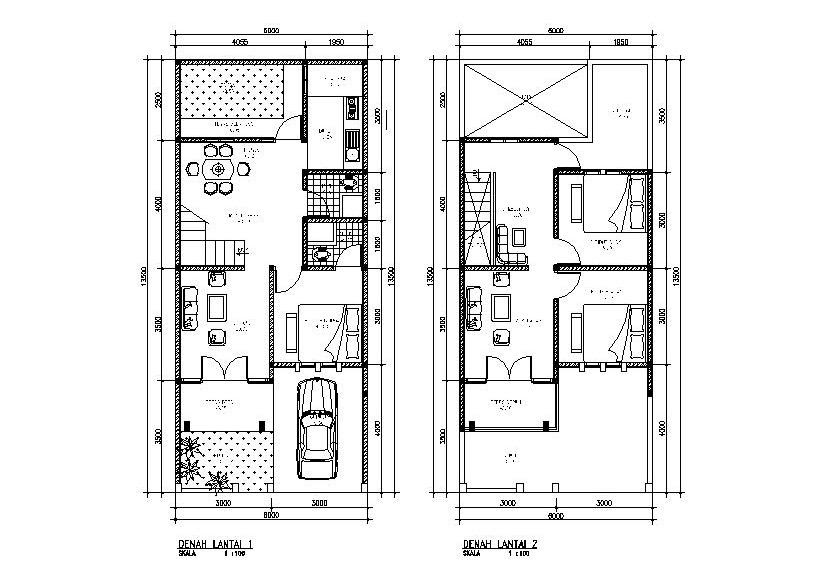 gambar denah  rumah  2 lantai Info Menarik