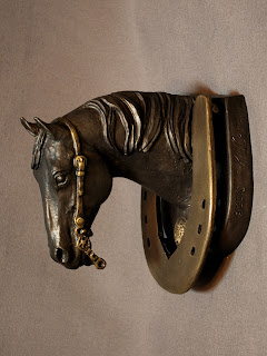 Reining horse bronze horse sculpture and door knocker.