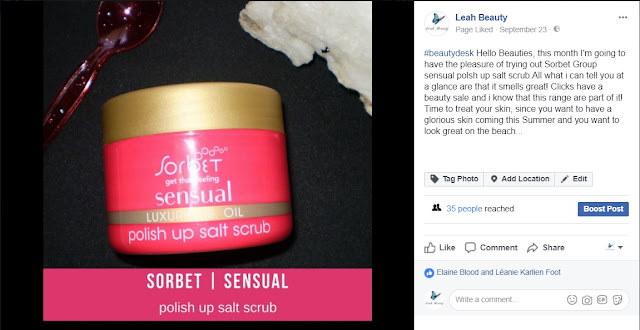 Leah Beauty Facebook Post Sorbet Body Scrub