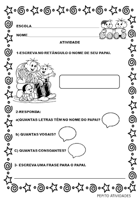 Atividade dia dos pais  educação infantil para imprimir e colorir grátis