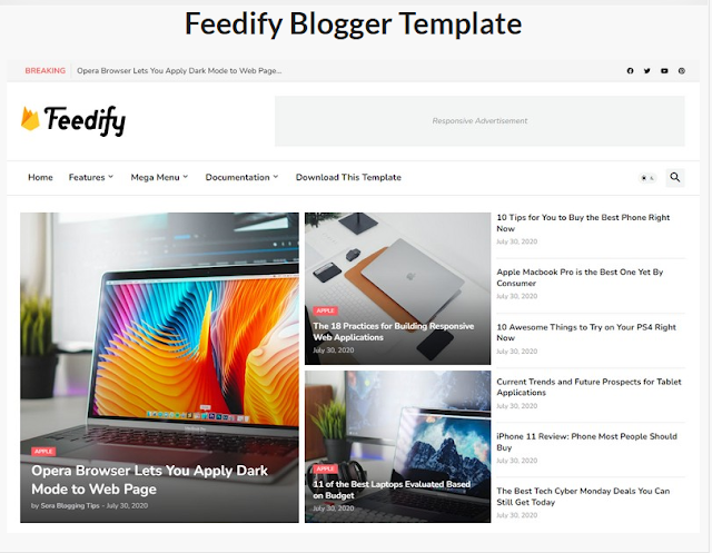 Feedify Premium Blogger Template Download - Good For Tech And How To Blog 2022