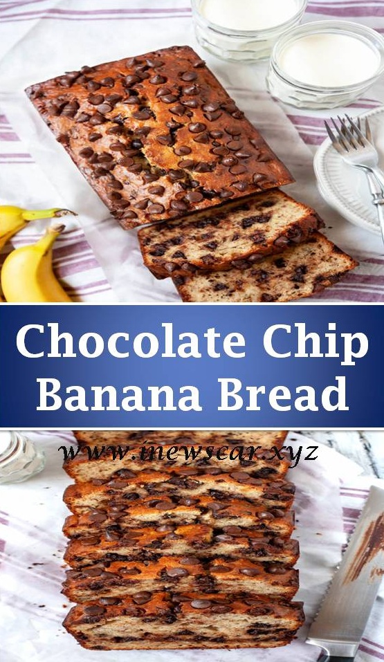 This simply irresistible Chocolate Chip Banana Bread is the best I’ve ever had. It’s light and fluffy, perfectly moist, and full of banana flavor.