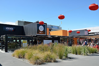 Container mall in Christchurch with Chinese decorations