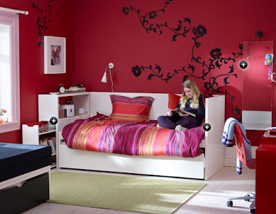 Habitaciones Dormitorios Juveniles decoradas en color rosa y negro
