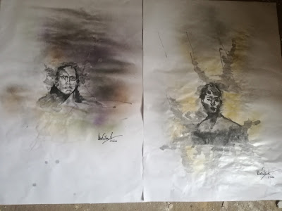 momentos de arte em suporte em Papel com tinta acrílica.