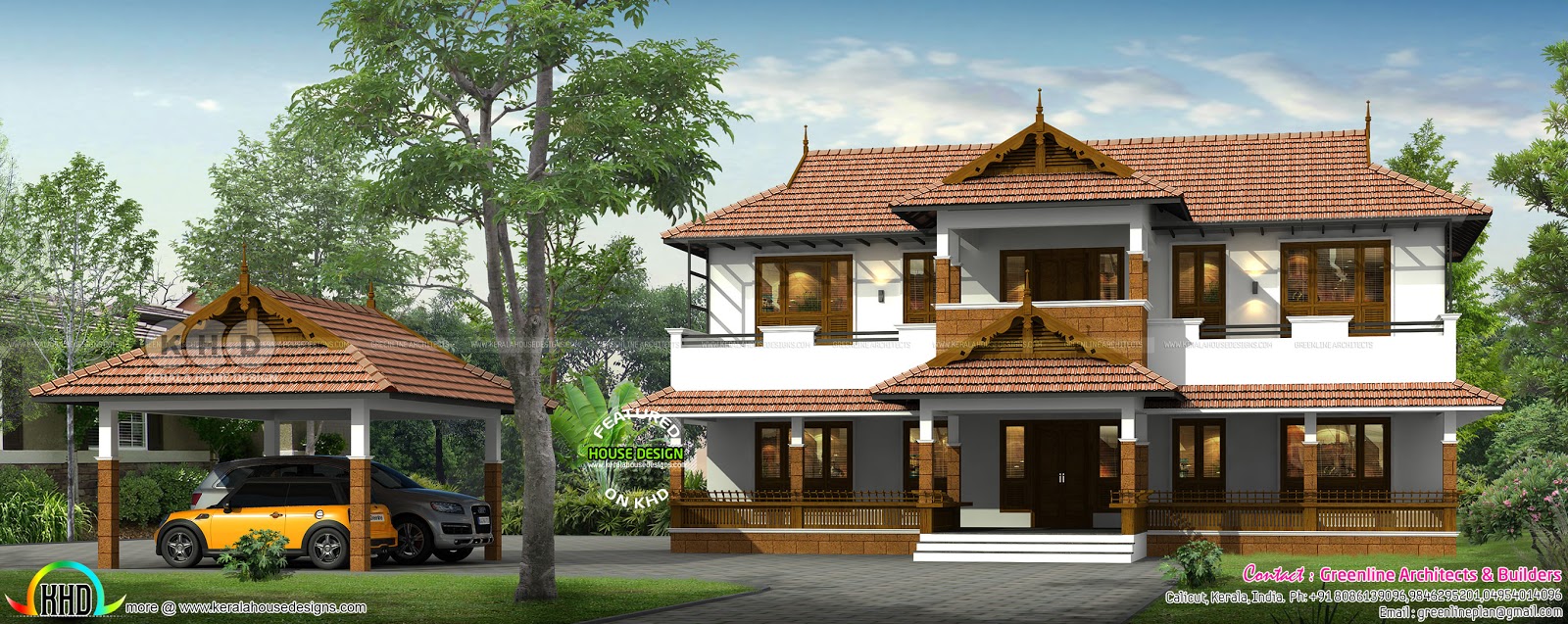 Kerala traditional house with detached car porch Kerala 