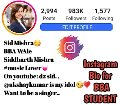 Instagram Bio for BBA Students